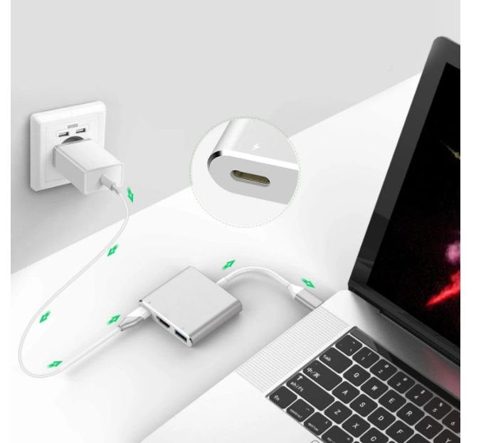 ADAPTER PRZEJŚCIÓWKA 3w1 HUB USB-C TYP-C HDMI 4K