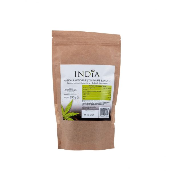 NASIONA KONOPNE 250G PRAŻONE BIAŁKO OMEGA INDIA