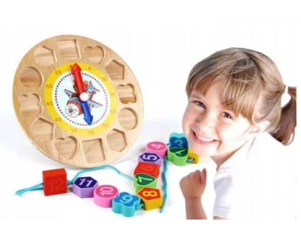 ZEGAR SORTER DREWNIANY KORALIKI DO NAWLEKANIA 2w1