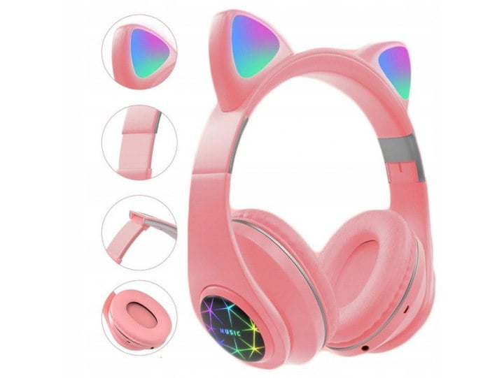 SŁUCHAWKI NAUSZNE BLUETOOTH LED M2 KOCIE USZY KOT