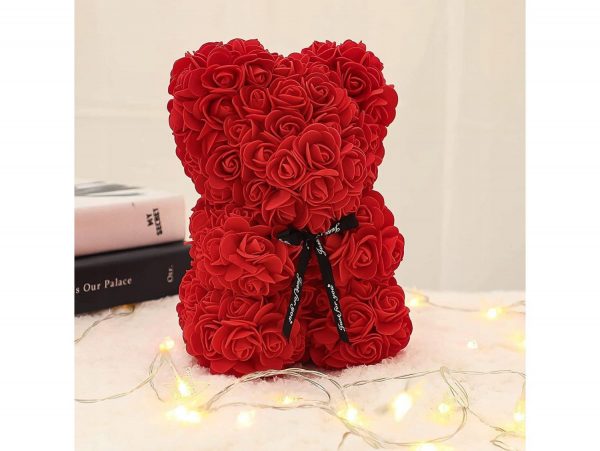 MIŚ Z RÓŻ 25CM Z PŁATKÓW RÓŻ PREZENT MATKI KOBIET