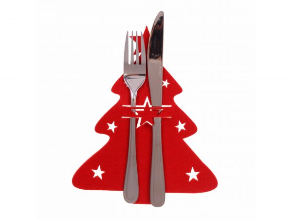 ETUI NA SZTUĆCE FILC ŚWIĘTA CHOINKA 12SZT + POKROWIEC NA KRZESŁO CZAPKA MIKOŁAJA 6szt.