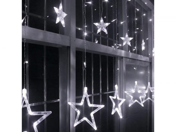 KURTYNA GWIAZDKI LED LAMPKI 2,5M - zimny biały