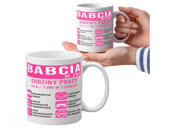 KUBEK DO SUBLIMACJI 330ML BIAŁY - Dzień Babci - DB1