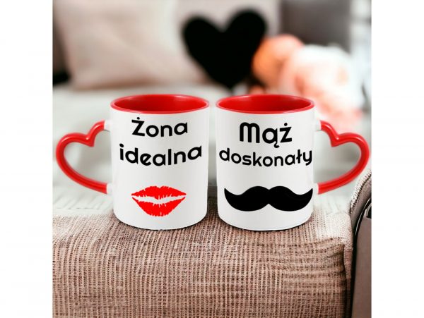 KUBEK DO SUBLIMACJI 330ML CZERWONY UCHWYT SERCE - grupa walentynki