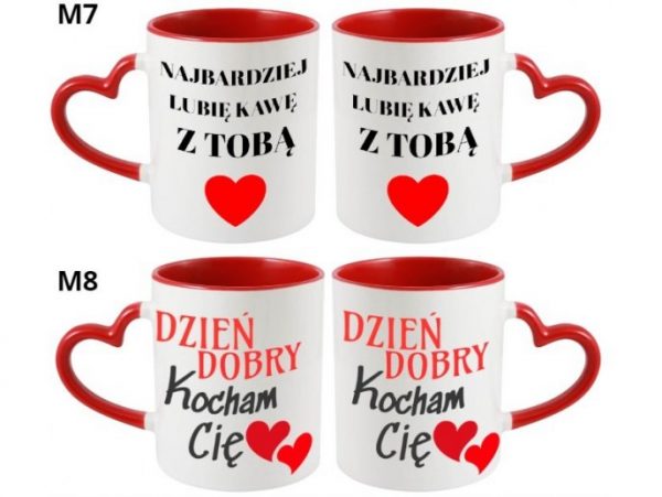 KUBEK DO SUBLIMACJI 330ML CZERWONY UCHWYT SERCE - grupa walentynki