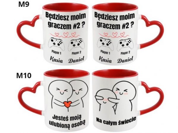 KUBEK DO SUBLIMACJI 330ML CZERWONY UCHWYT SERCE - grupa walentynki