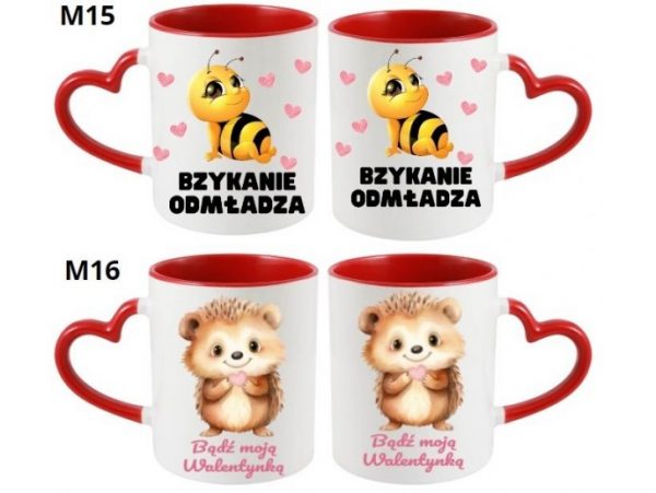 KUBEK DO SUBLIMACJI 330ML CZERWONY UCHWYT SERCE - grupa walentynki