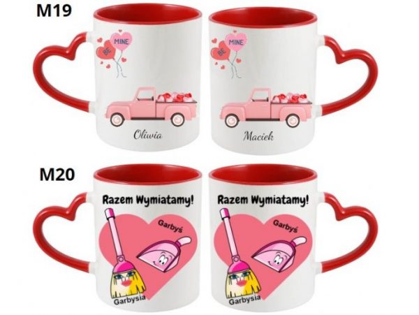 KUBEK DO SUBLIMACJI 330ML CZERWONY UCHWYT SERCE - grupa walentynki