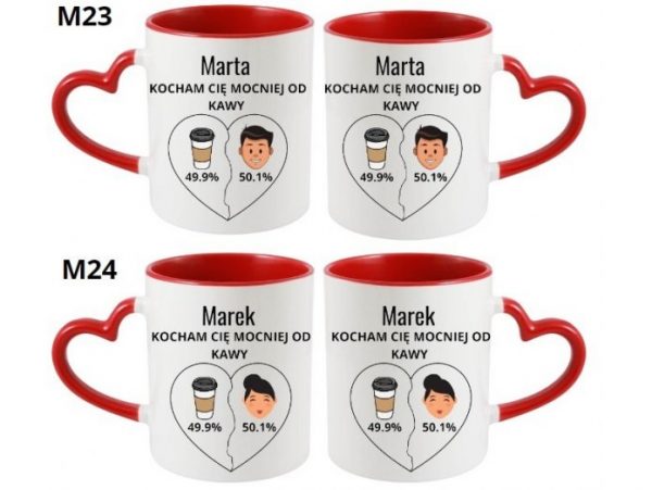 KUBEK DO SUBLIMACJI 330ML CZERWONY UCHWYT SERCE - grupa walentynki