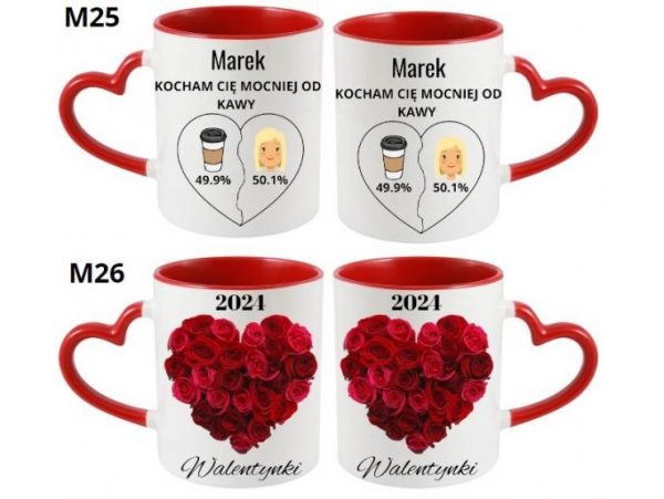 KUBEK DO SUBLIMACJI 330ML CZERWONY UCHWYT SERCE - grupa walentynki