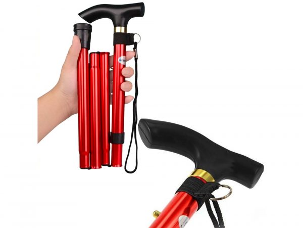 LASKA INWALIDZKA SKŁADANA 92cm - czerwony