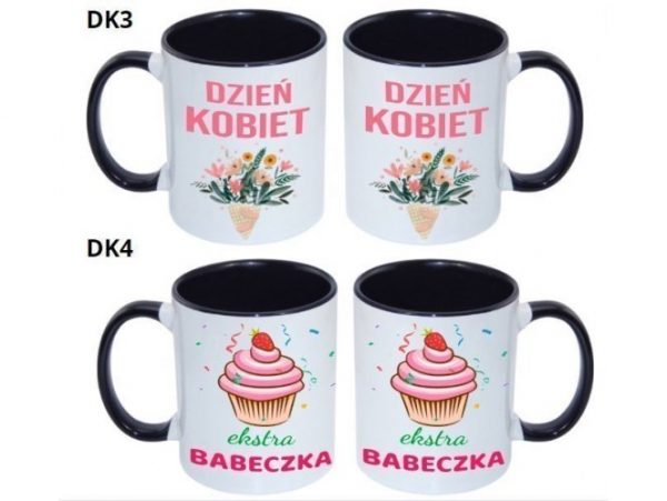 KUBEK DO SUBLIMACJI 330ML CZARNY UCHWYT- grupa dzień kobiet