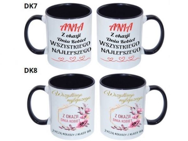 KUBEK DO SUBLIMACJI 330ML CZARNY UCHWYT- grupa dzień kobiet