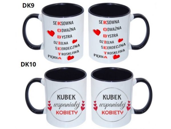 KUBEK DO SUBLIMACJI 330ML CZARNY UCHWYT- grupa dzień kobiet
