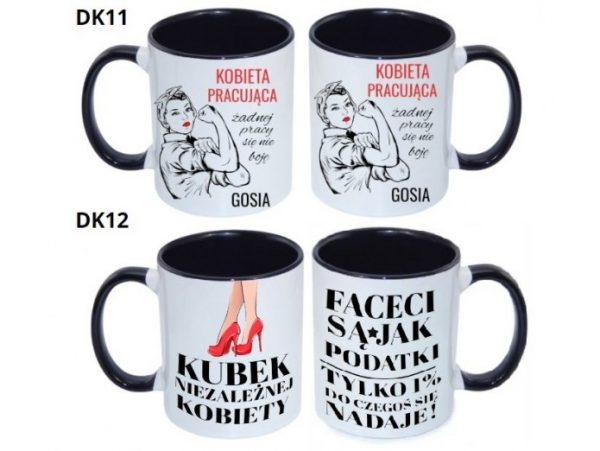 KUBEK DO SUBLIMACJI 330ML CZARNY UCHWYT- grupa dzień kobiet