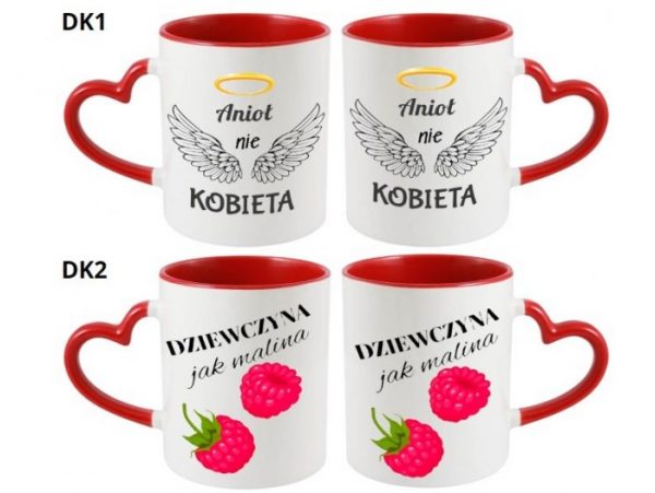 KUBEK DO SUBLIMACJI 330ML CZERWONY UCHWYT SERCE - grupa dzień kobiet