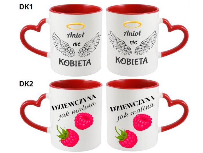 KUBEK DO SUBLIMACJI 330ML CZERWONY UCHWYT SERCE - grupa dzień kobiet