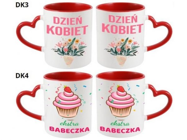 KUBEK DO SUBLIMACJI 330ML CZERWONY UCHWYT SERCE - grupa dzień kobiet