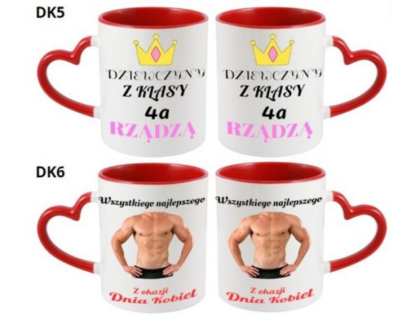 KUBEK DO SUBLIMACJI 330ML CZERWONY UCHWYT SERCE - grupa dzień kobiet