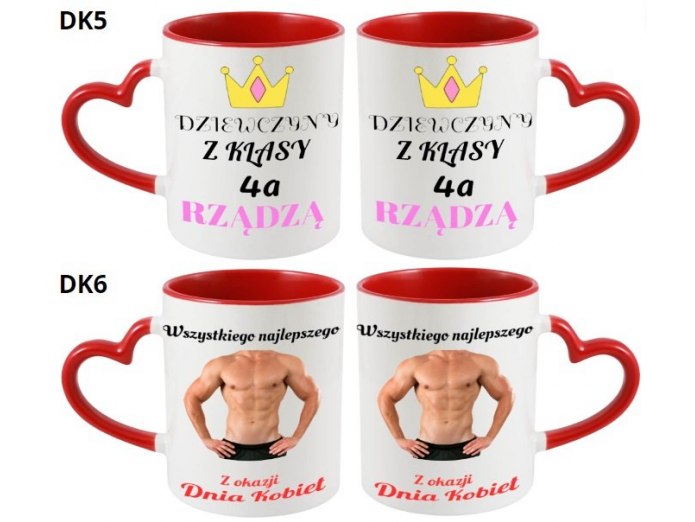 KUBEK DO SUBLIMACJI 330ML CZERWONY UCHWYT SERCE - grupa dzień kobiet