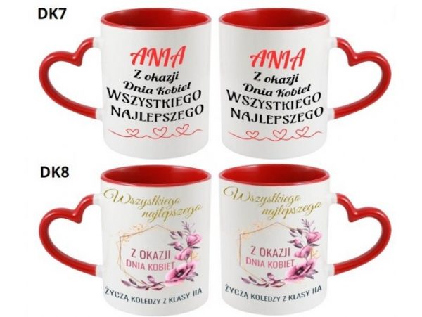 KUBEK DO SUBLIMACJI 330ML CZERWONY UCHWYT SERCE - grupa dzień kobiet