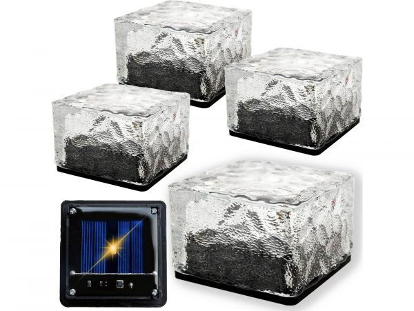 LAMPA OGRODOWA NAJAZDOWA SOLARNA KOSTKA LODU 7x7cm 4SZT