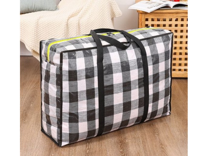 TORBA GOSPODARCZA 58x42x24cm - czarno-biała kratka