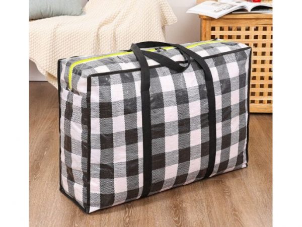 TORBA GOSPODARCZA 68x50x24cm - czarno-biała kratka