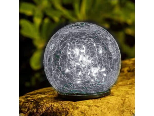 LAMPA LAMPKA SOLARNA WBIJANA KULA SZKLANA 19x10CM
