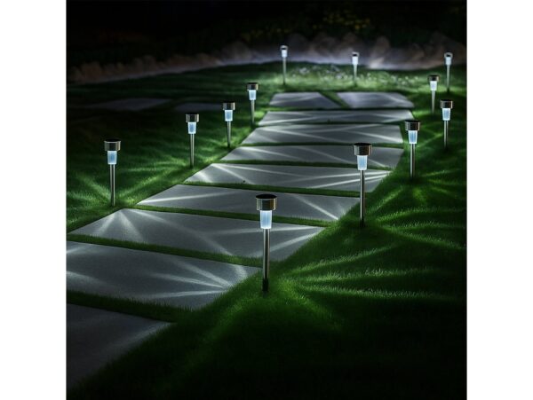 LAMPA SOLARNA OGRODOWA WBIJANA - 30cm srebrny