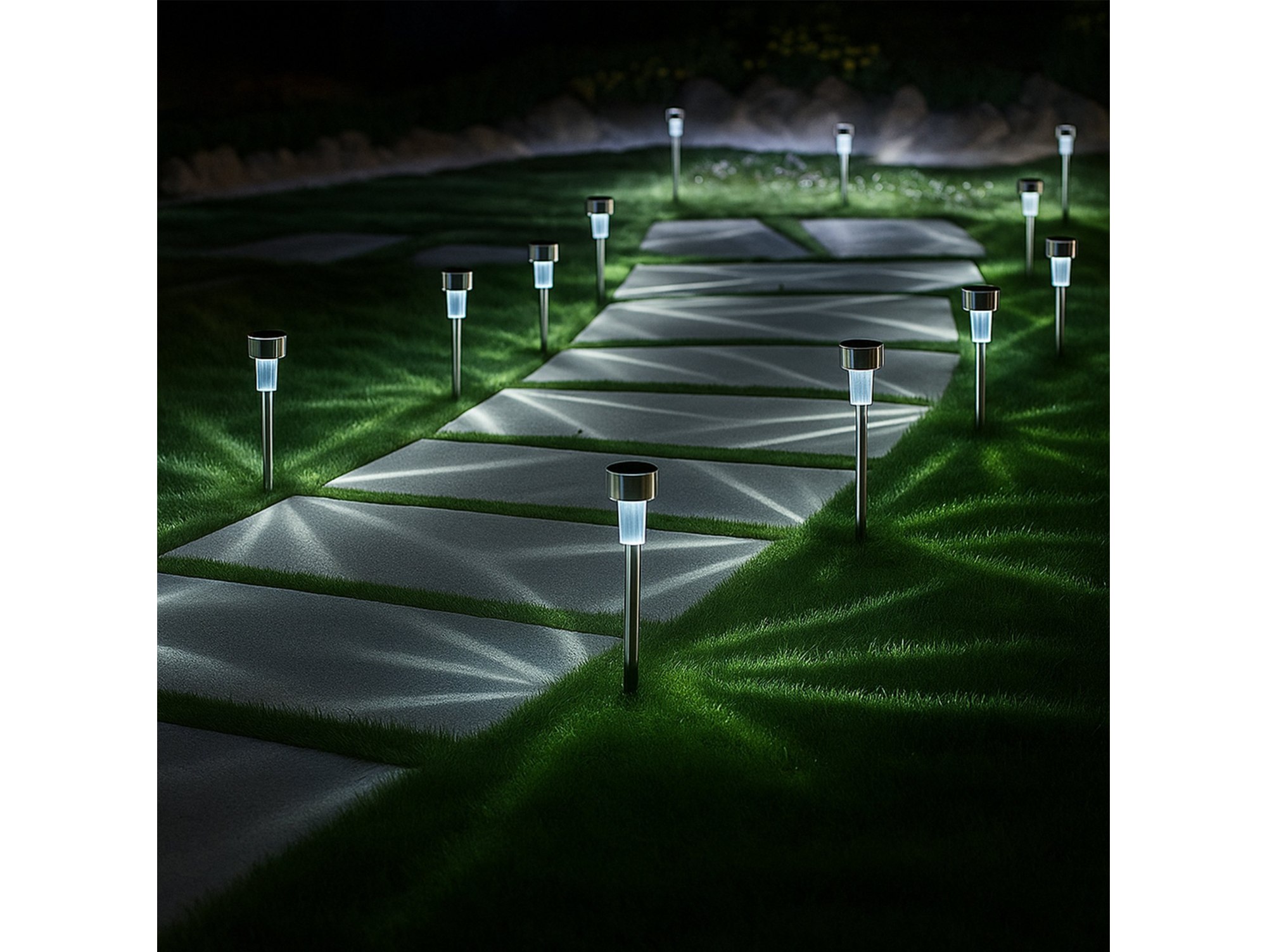 LAMPA SOLARNA OGRODOWA WBIJANA - 30cm srebrny