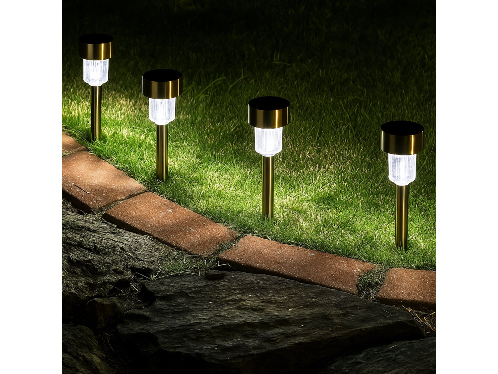 LAMPA SOLARNA OGRODOWA WBIJANA - 30cm srebrny