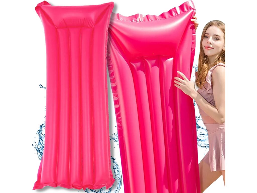 MATERAC PLAŻOWY DMUCHANY DO PŁYWANIA 180x70cm - różowy
