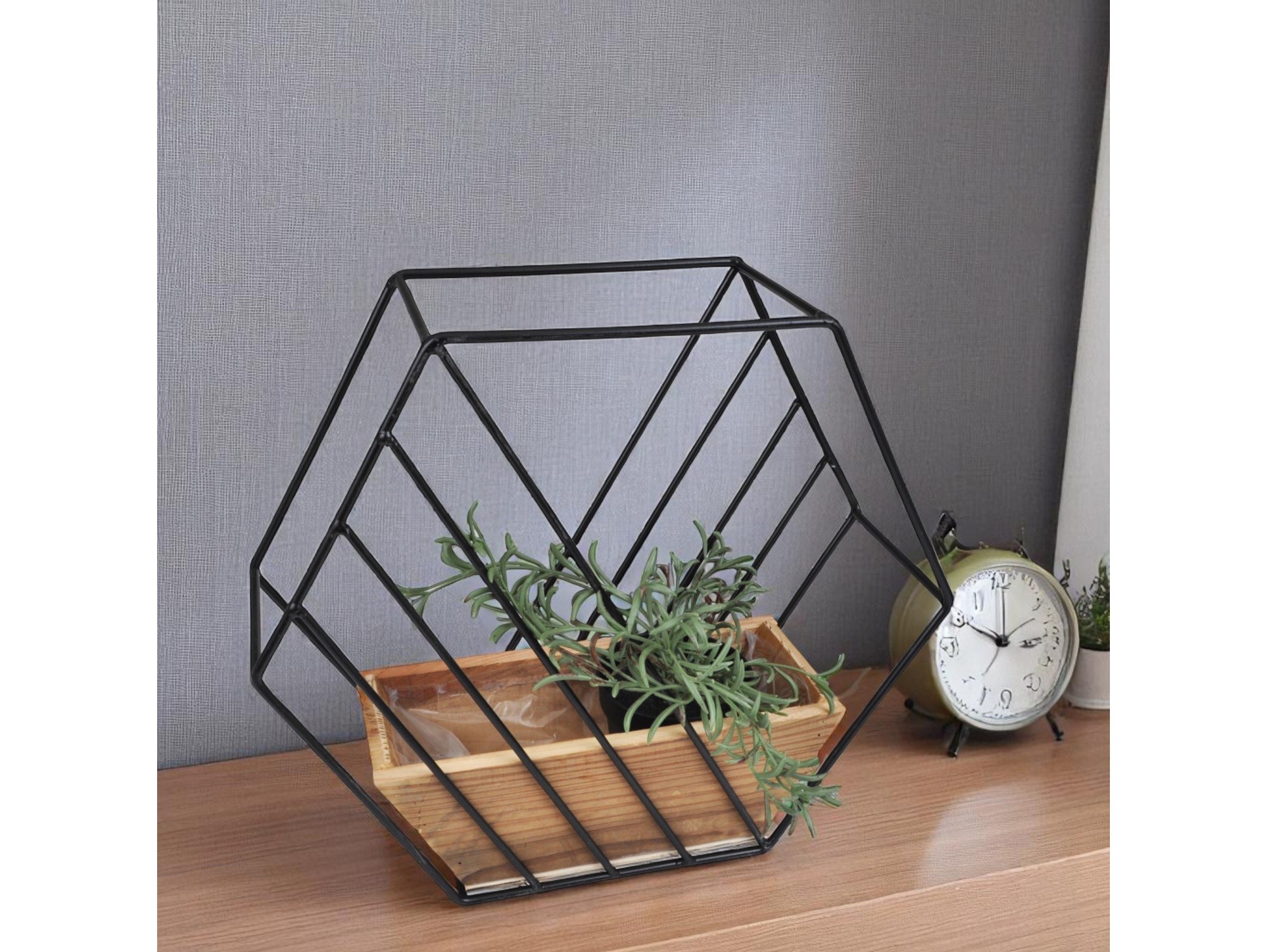 OSŁONKA DRAWNIANO-METALOWA LOFT SZEŚCIOKĄT 31x36x11