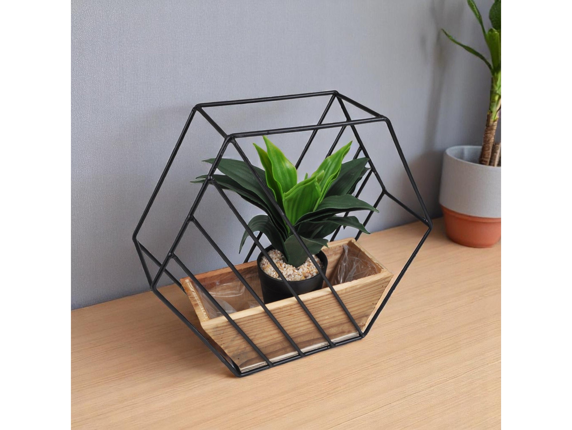 OSŁONKA DRAWNIANO-METALOWA LOFT SZEŚCIOKĄT 31x36x11