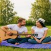 MATA PIKNIKOWA WODOODPORNA 150x200cm - niebieski