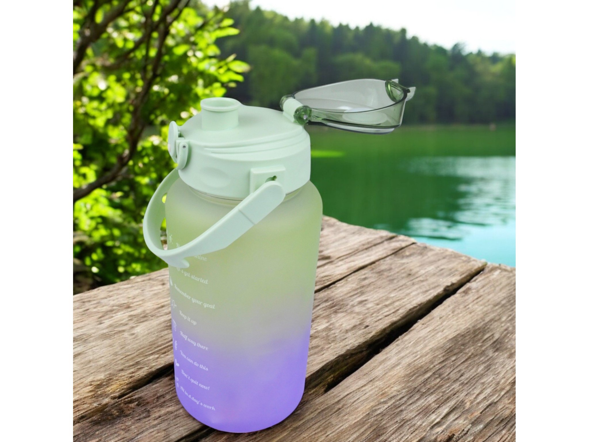 BUTELKA MOTYWACYJNA NA WODĘ BIDON 1,5L - limonkowo-fioletowy