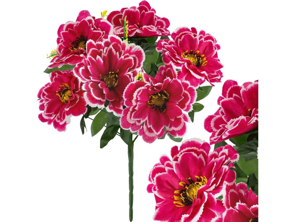CHRYZANTEMA BUKIET 6 KWIATÓW 55cm - biało-ciemnoróżowy