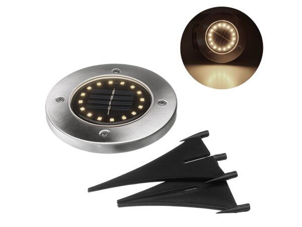 LAMPA OGRODOWA NAJAZDOWA SOLARNA 16 LED - biały ciepły