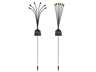 LAMPA OGRODOWA SOLARNA 6 LED KULKI CIEPŁY BIAŁY 2 SZT