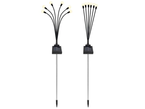 LAMPA OGRODOWA SOLARNA 6 LED KULKI CIEPŁY BIAŁY 2 SZT