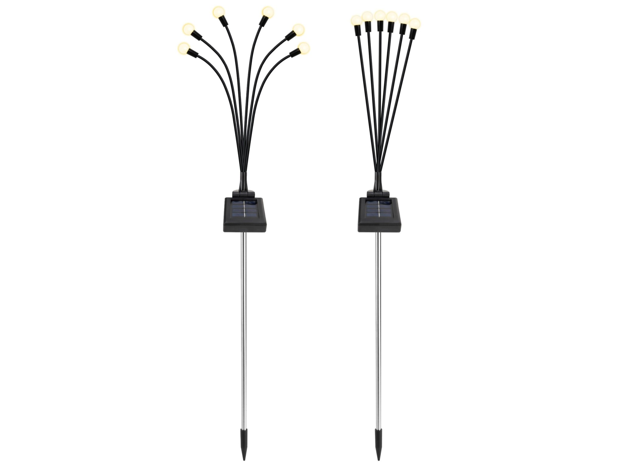 LAMPA OGRODOWA SOLARNA 6 LED KULKI CIEPŁY BIAŁY 2 SZT