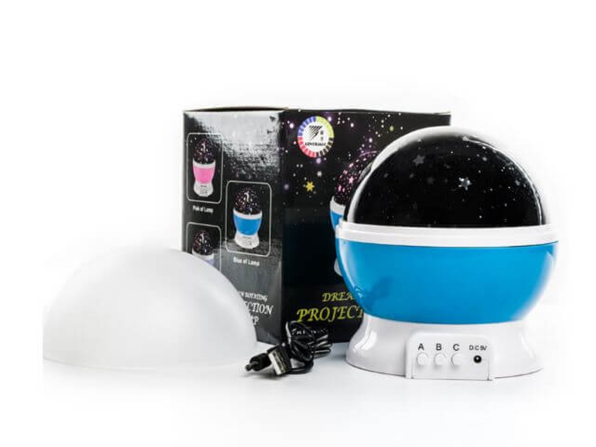 LAMPKA NOCNA NA USB KULA GWIAZDKI PROJEKTOR - niebieski