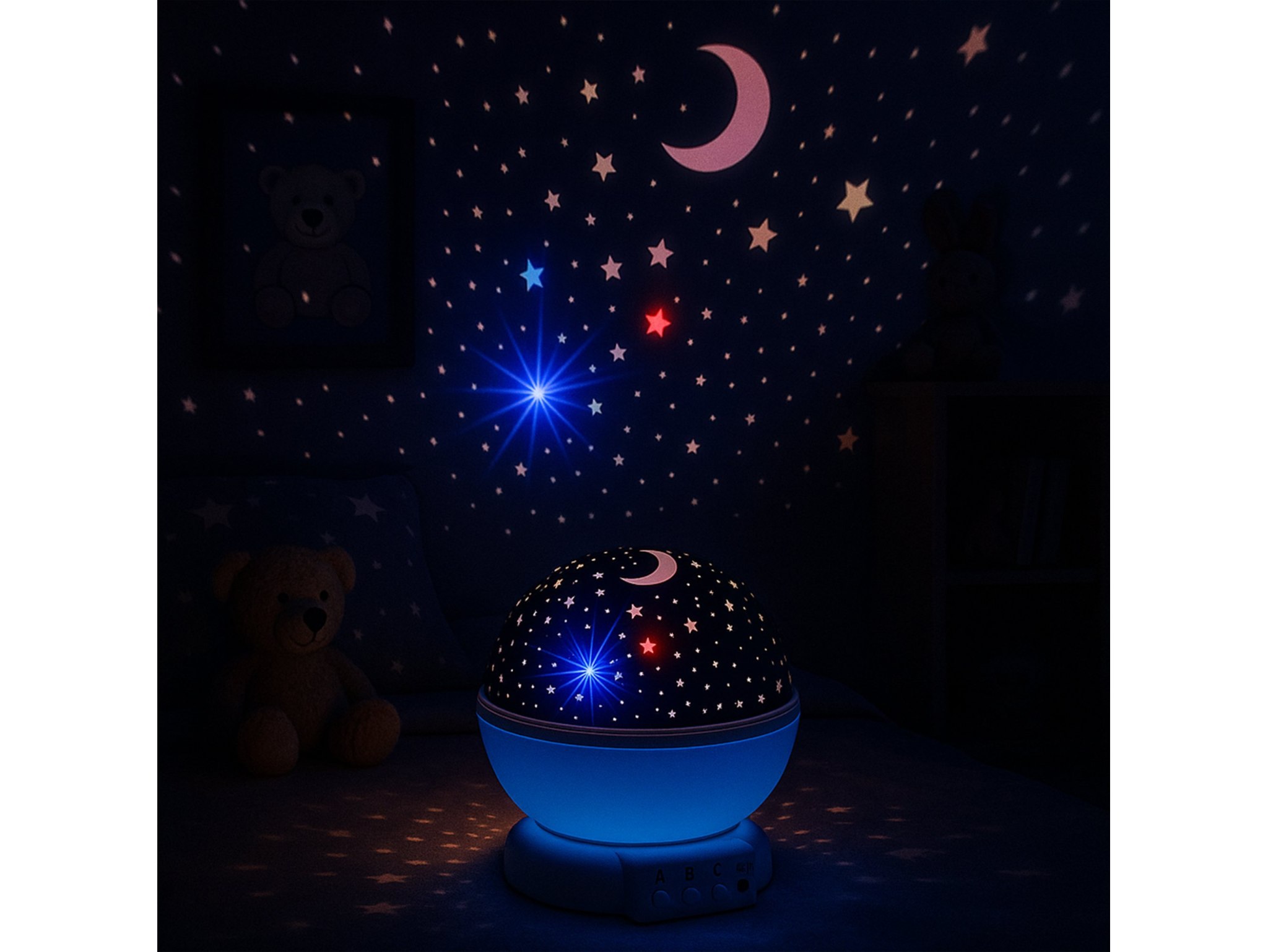 LAMPKA NOCNA NA USB KULA GWIAZDKI PROJEKTOR - niebieski
