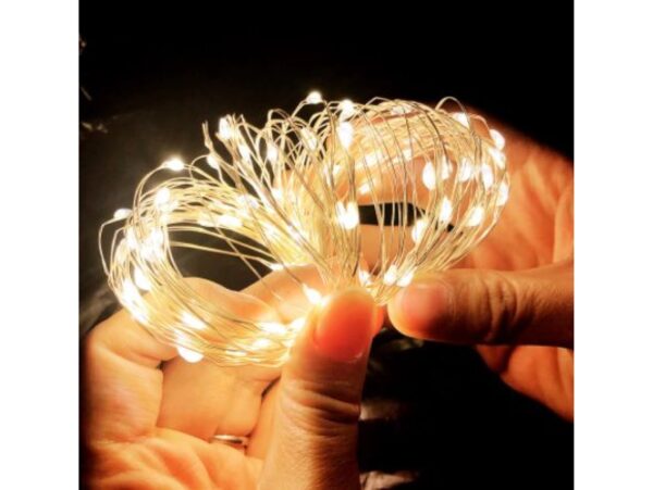 LAMPKI DRUCIKI 100 LED NA BATERIE - biały ciepły