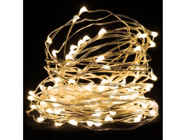 LAMPKI DRUCIKI 100 LED NA BATERIE - biały ciepły