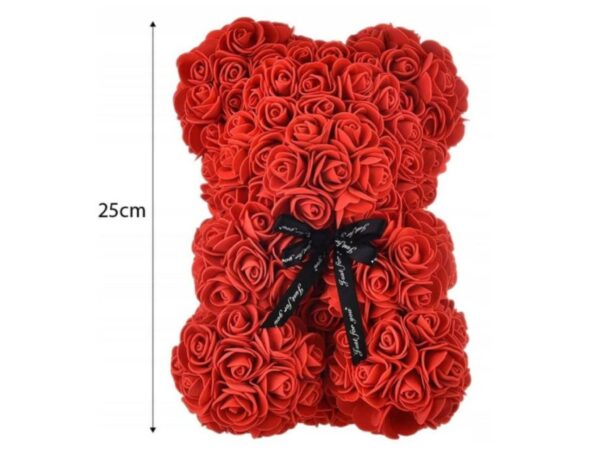 MIŚ Z RÓŻ 25cm + BOX - czerwony bez wstążki