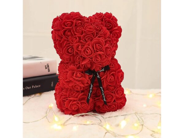 MIŚ Z RÓŻ 25cm + BOX - czerwony bez wstążki