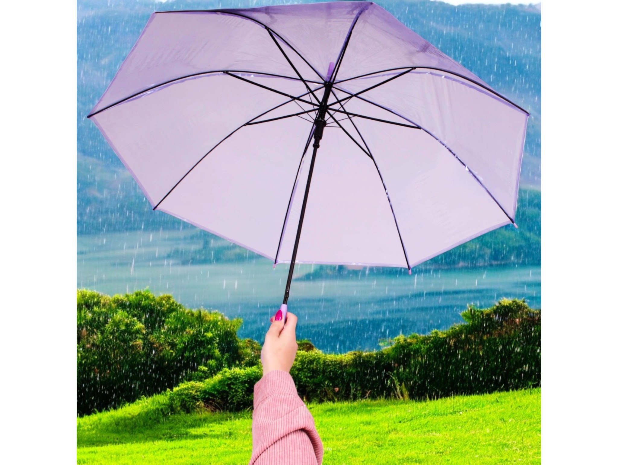 PARASOL PRZEZROCZYSTY 72cm - fioletowy